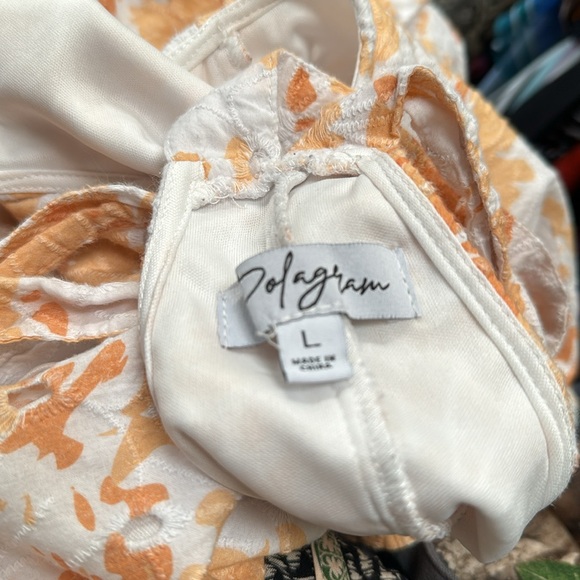 Pologram orange and white floral romper w/ eyelet lace / L / Excellent condition - Picture 12 of 12